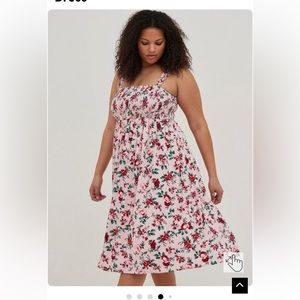 Midi Challis Smocked Tiered Dress